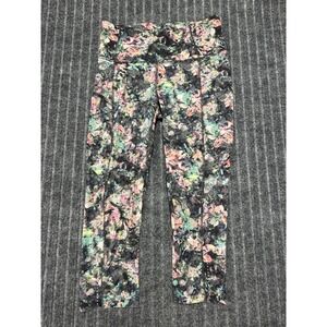 Lululemon Fast and Free Crop Sz 6 Multi Floral High Rise Activewear Athleisure